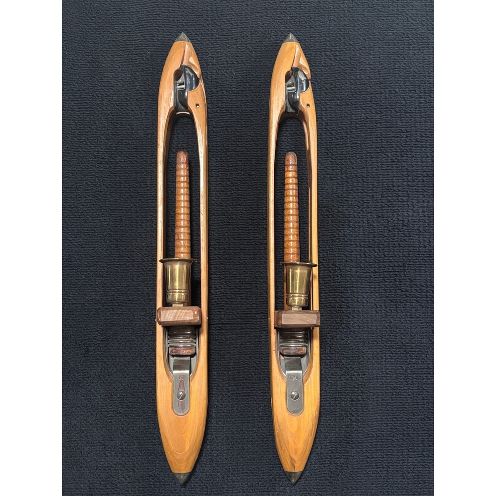 Vintage Loom Shuttle Candle Holder Sconces - Upcycled Industrial Decor (Pair)